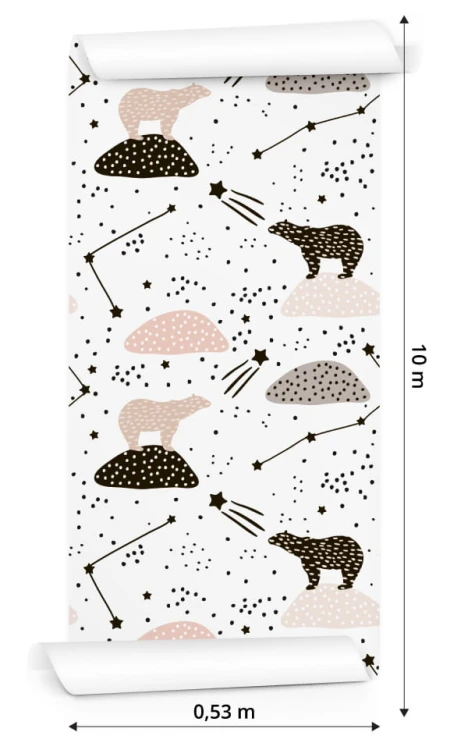 Tapeta Dla Dzieci - Niedźwiedzie I Gwiazdy