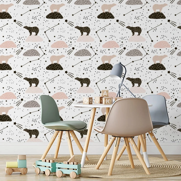 Tapeta Dla Dzieci - Niedźwiedzie I Gwiazdy