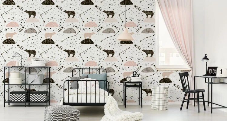 Tapeta Dla Dzieci - Niedźwiedzie I Gwiazdy