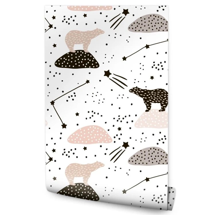 Tapeta Dla Dzieci - Niedźwiedzie I Gwiazdy