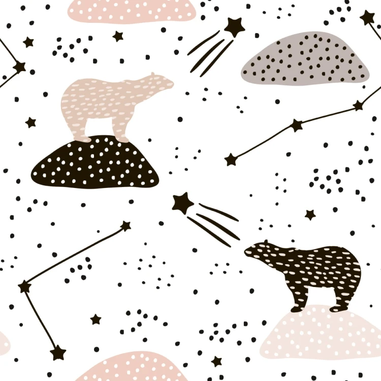 Tapeta Dla Dzieci - Niedźwiedzie I Gwiazdy