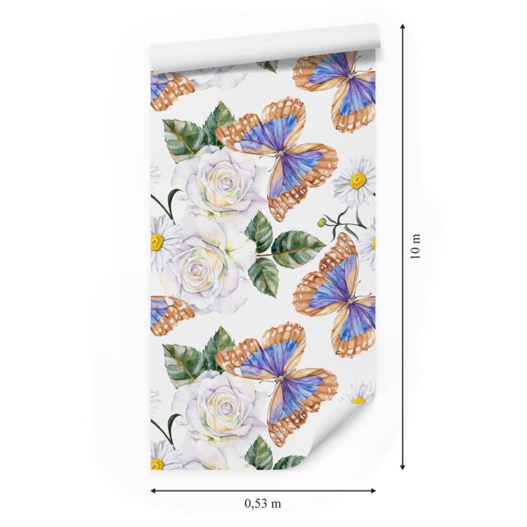 Tapeta Do Kuchni, Róże Kwiaty Zieleń Motyle Natura