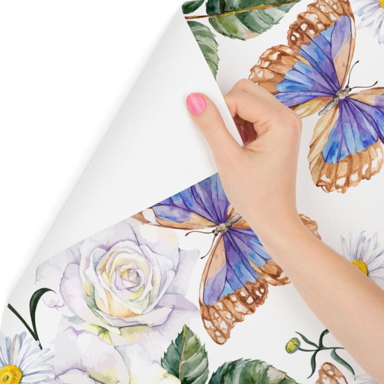 Tapeta Do Kuchni, Róże Kwiaty Zieleń Motyle Natura