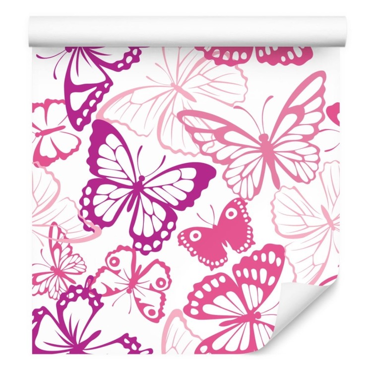 Tapeta Dla Dzieci - Różowe I Fioletowe Motyle