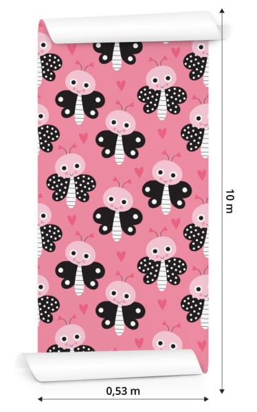 Tapeta Dla Dzieci - Motylki I Serduszka