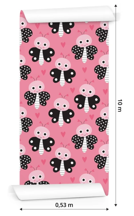 Tapeta Dla Dzieci - Motylki I Serduszka