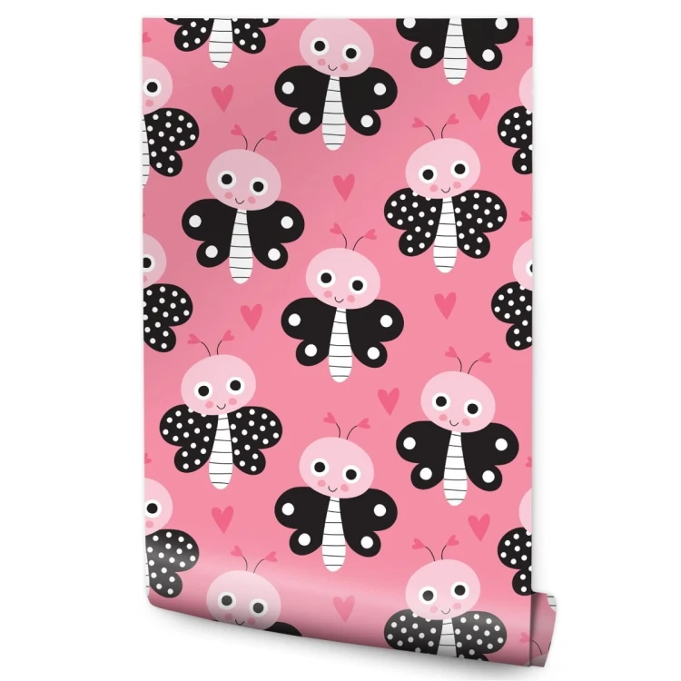 Tapeta Dla Dzieci - Motylki I Serduszka