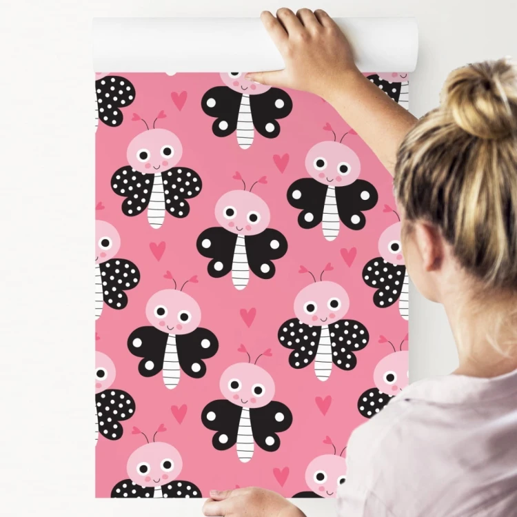 Tapeta Dla Dzieci - Motylki I Serduszka