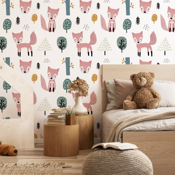 Tapeta Różowe Liski W Lesie