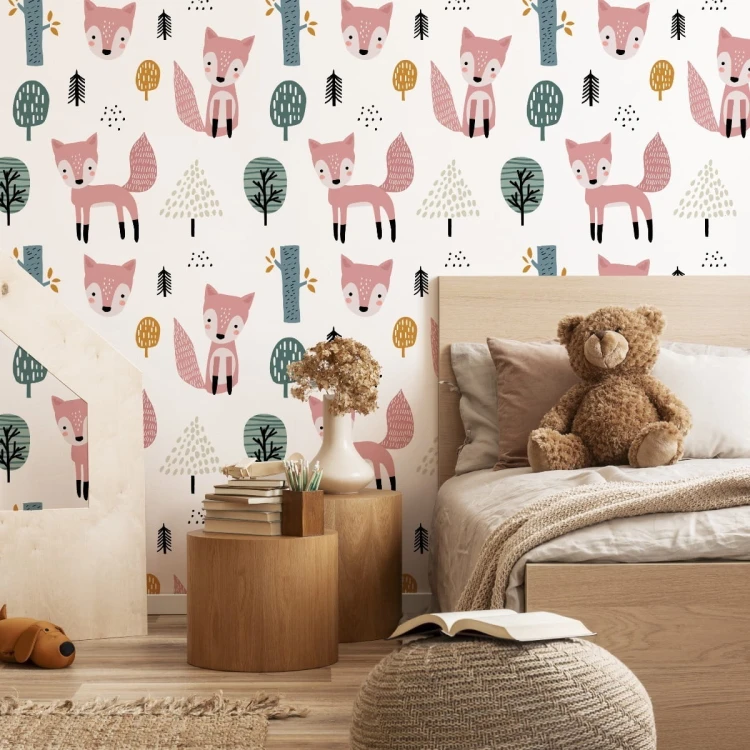 Tapeta Różowe Liski W Lesie