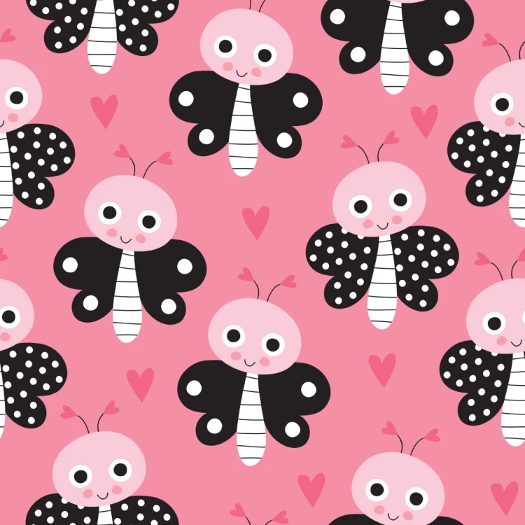 Tapeta Dla Dzieci - Motylki I Serduszka