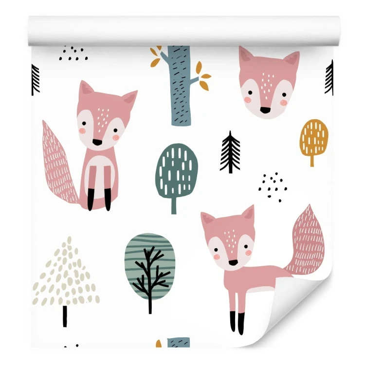 Tapeta Różowe Liski W Lesie