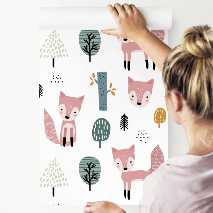 Tapeta Różowe Liski W Lesie