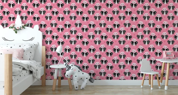 Tapeta Dla Dzieci - Motylki I Serduszka