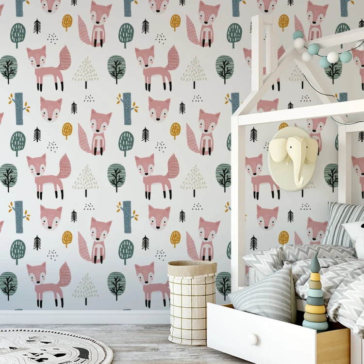 Tapeta Różowe Liski W Lesie