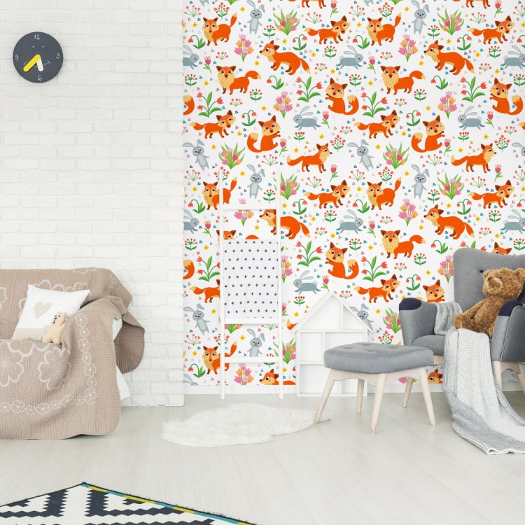 Tapeta Dla Dzieci – Lisy I Zajączki