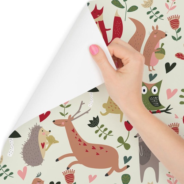 Tapeta Dla Dzieci – Leśne Zwierzęta I Serduszka