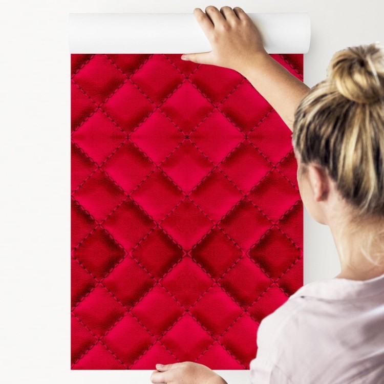 Tapeta Czerwona Pikowana Skóra