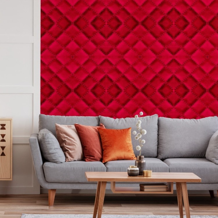 Tapeta Czerwona Pikowana Skóra