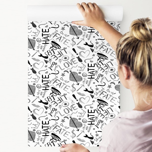 Tapeta Graffiti Z Sercami