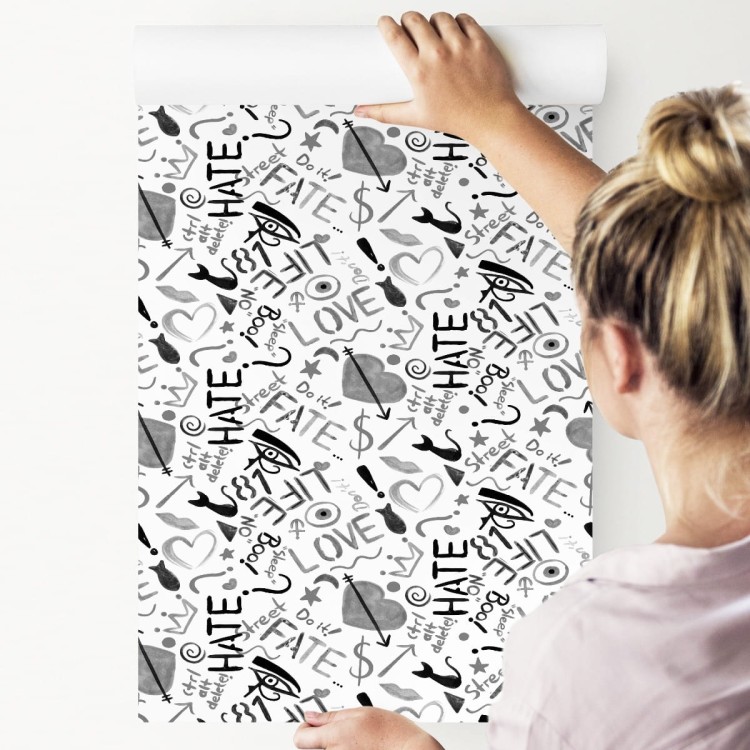 Tapeta Graffiti Z Sercami