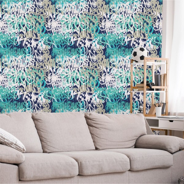 Tapeta Graffiti W Odcieniach Niebieskiego