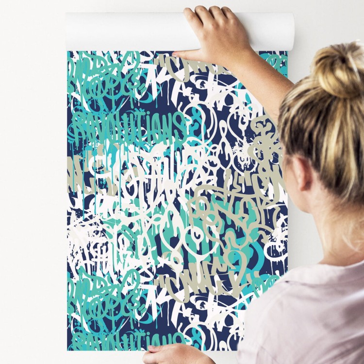 Tapeta Graffiti W Odcieniach Niebieskiego