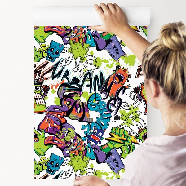 Tapeta Graffiti Z Kolorowymi Potworami