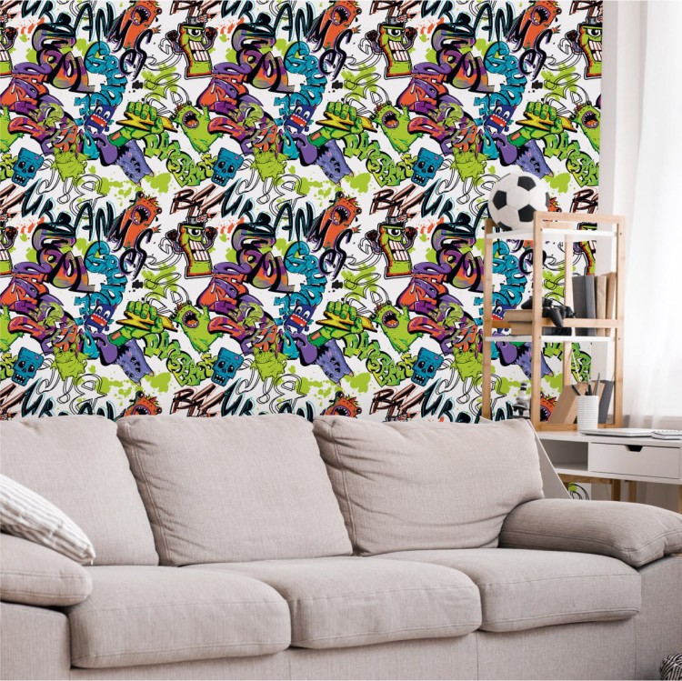 Tapeta Graffiti Z Kolorowymi Potworami