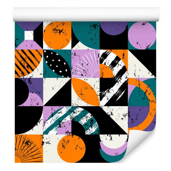 Tapeta Graffiti Z Pomarańczowymi Elementami