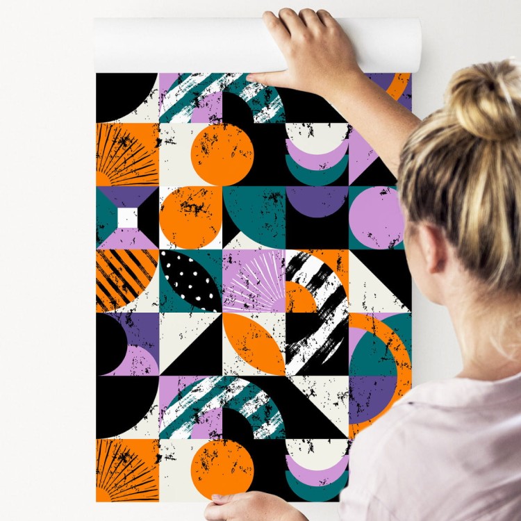 Tapeta Graffiti Z Pomarańczowymi Elementami