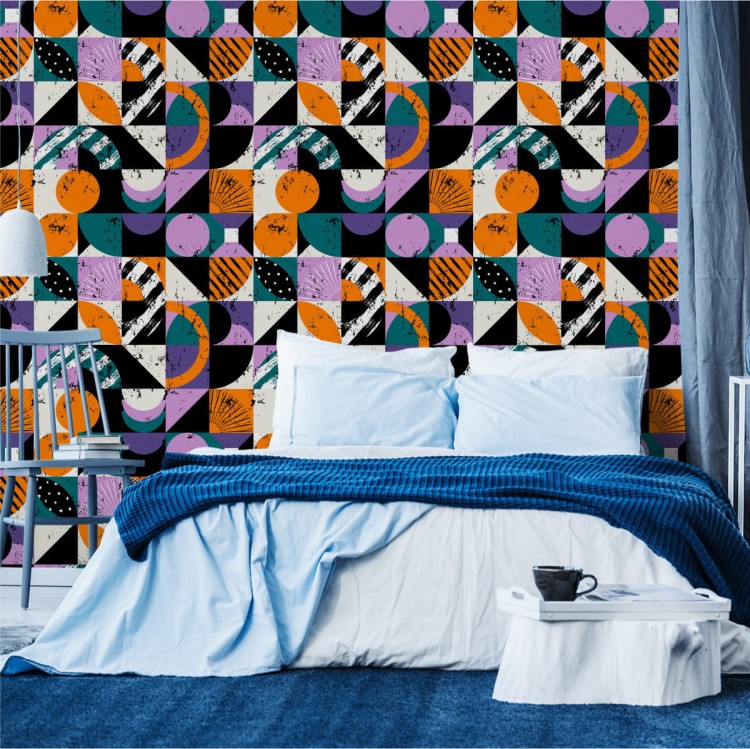 Tapeta Graffiti Z Pomarańczowymi Elementami