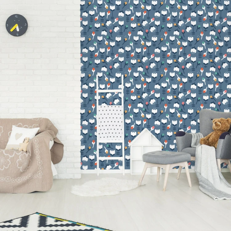 Tapeta Dla Dzieci, Kwiaty W Stylu Skandynawskim