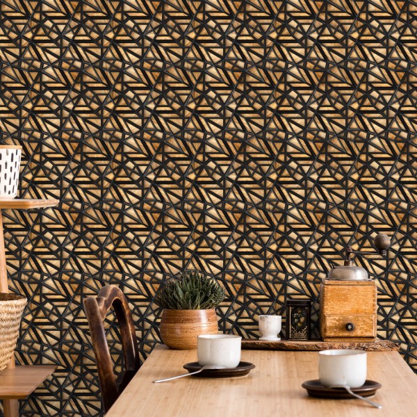 Tapeta Drewniany Wzór 3D