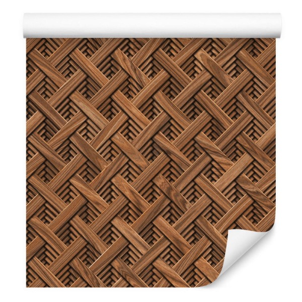 Tapeta Drewniany Wzór Geometryczny 3D