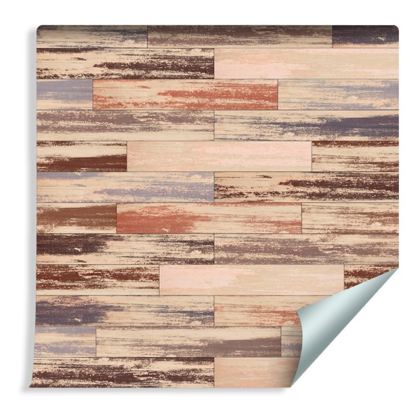 Tapeta Kolorowe Deski Drewniane W Stylu Retro