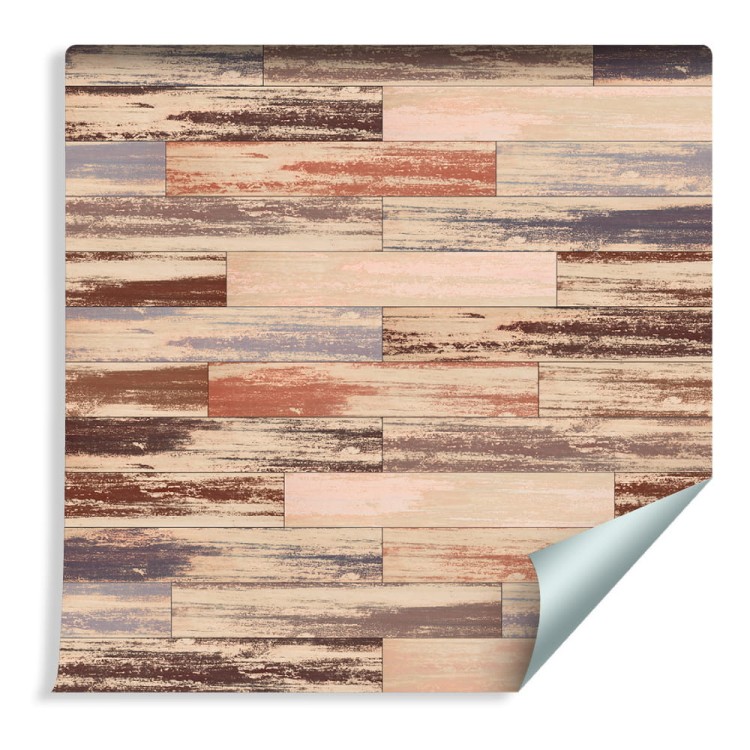 Tapeta Kolorowe Deski Drewniane W Stylu Retro
