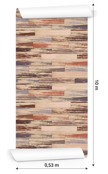 Tapeta Kolorowe Deski Drewniane W Stylu Retro