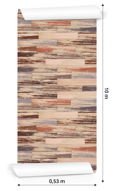 Tapeta Kolorowe Deski Drewniane W Stylu Retro