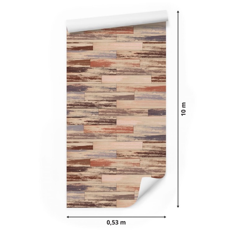 Tapeta Kolorowe Deski Drewniane W Stylu Retro