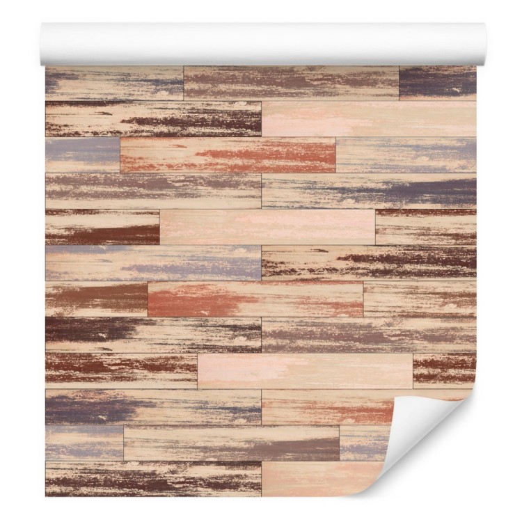 Tapeta Kolorowe Deski Drewniane W Stylu Retro