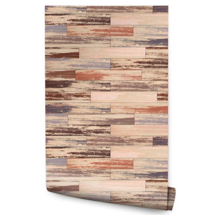 Tapeta Kolorowe Deski Drewniane W Stylu Retro