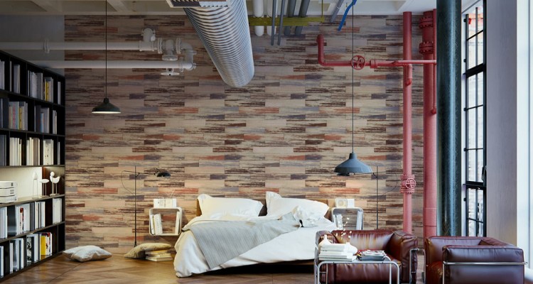 Tapeta Kolorowe Deski Drewniane W Stylu Retro