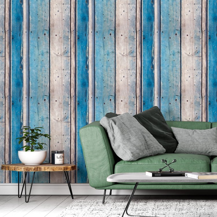 Tapeta Błękitne Drewniane Deski