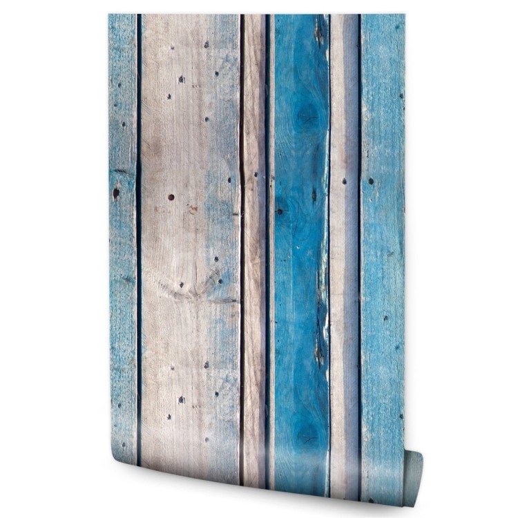 Tapeta Błękitne Drewniane Deski