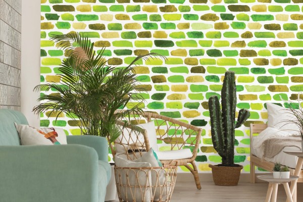 Tapeta Kolorowe Cegiełki - Akwarela