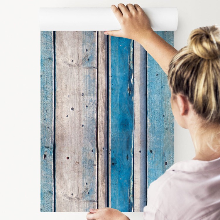 Tapeta Błękitne Drewniane Deski