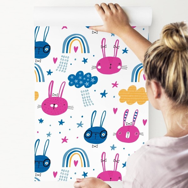 Tapeta Króliki Z Tęczą