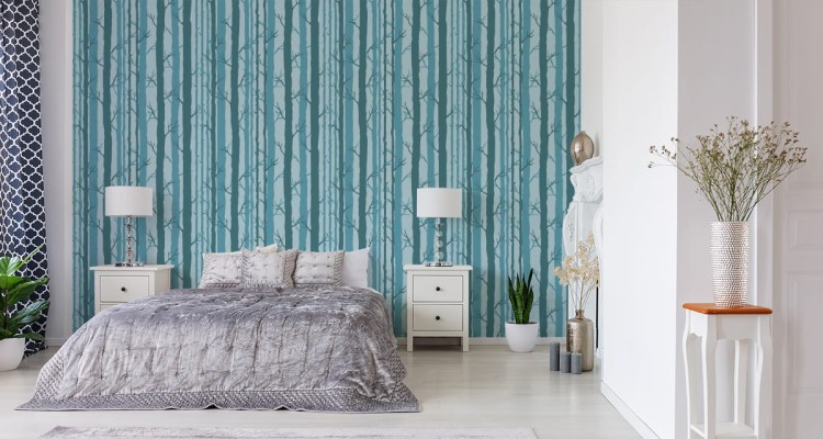 Tapeta Drzewa W Turkusowym Lesie