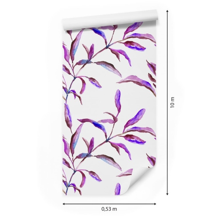 Tapeta Fioletowe Liście Akwarela